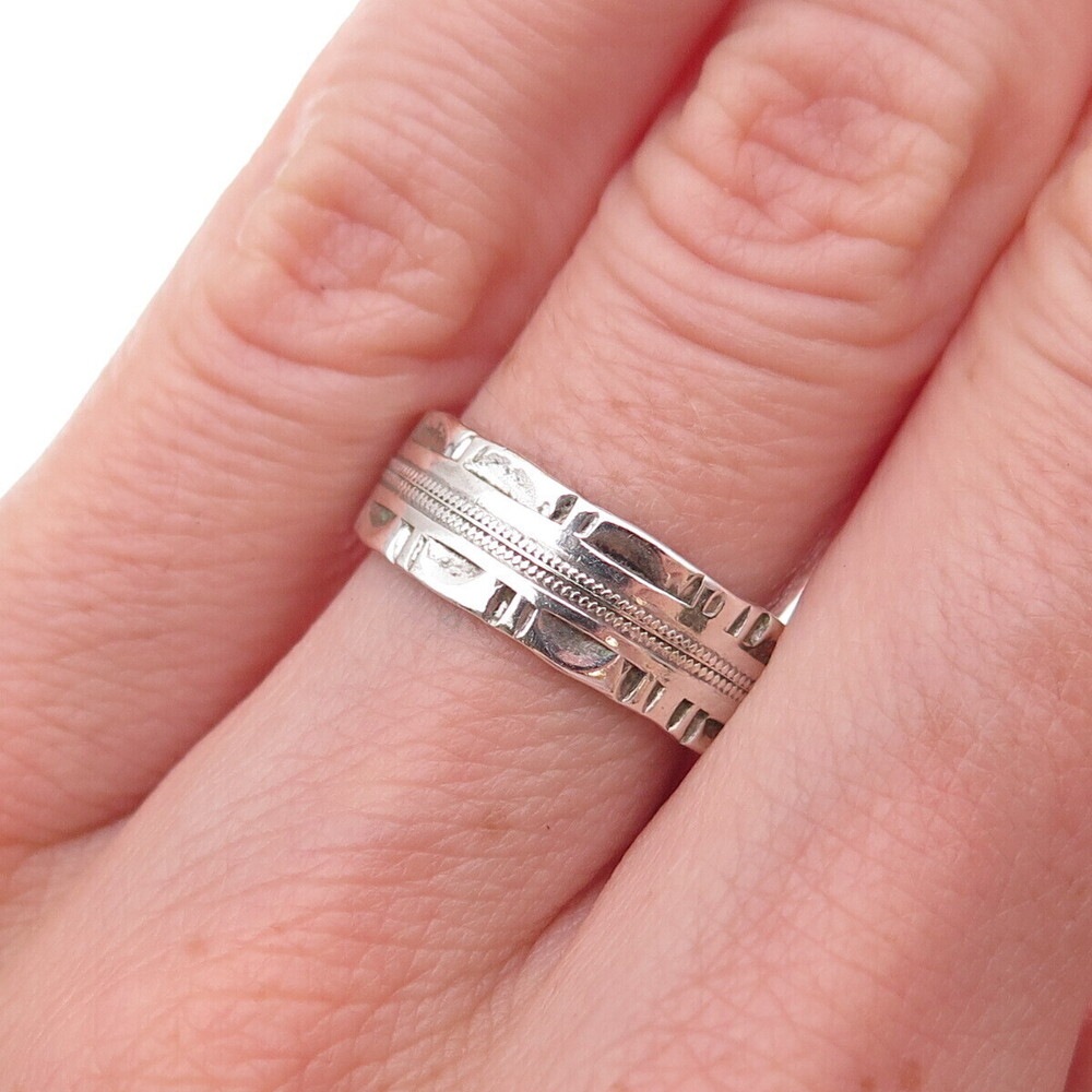J.D. Schlang Co. 925 Sterling Silver Antique Art Deco Oxidized Band Ring Size 6